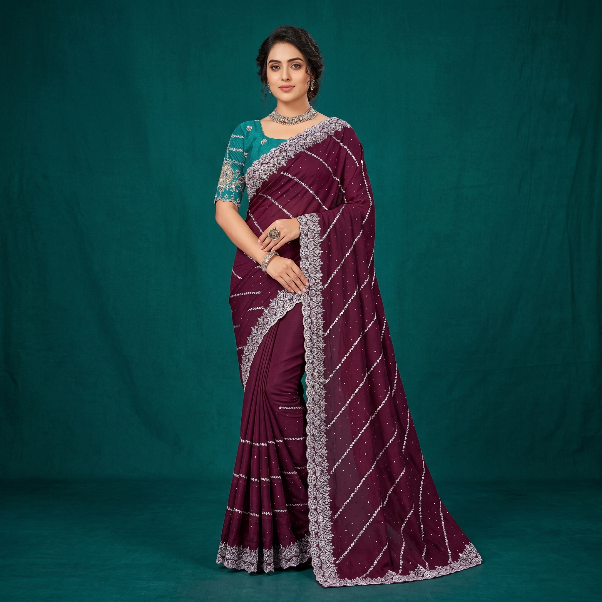 Chandni Work Saree - Image 4