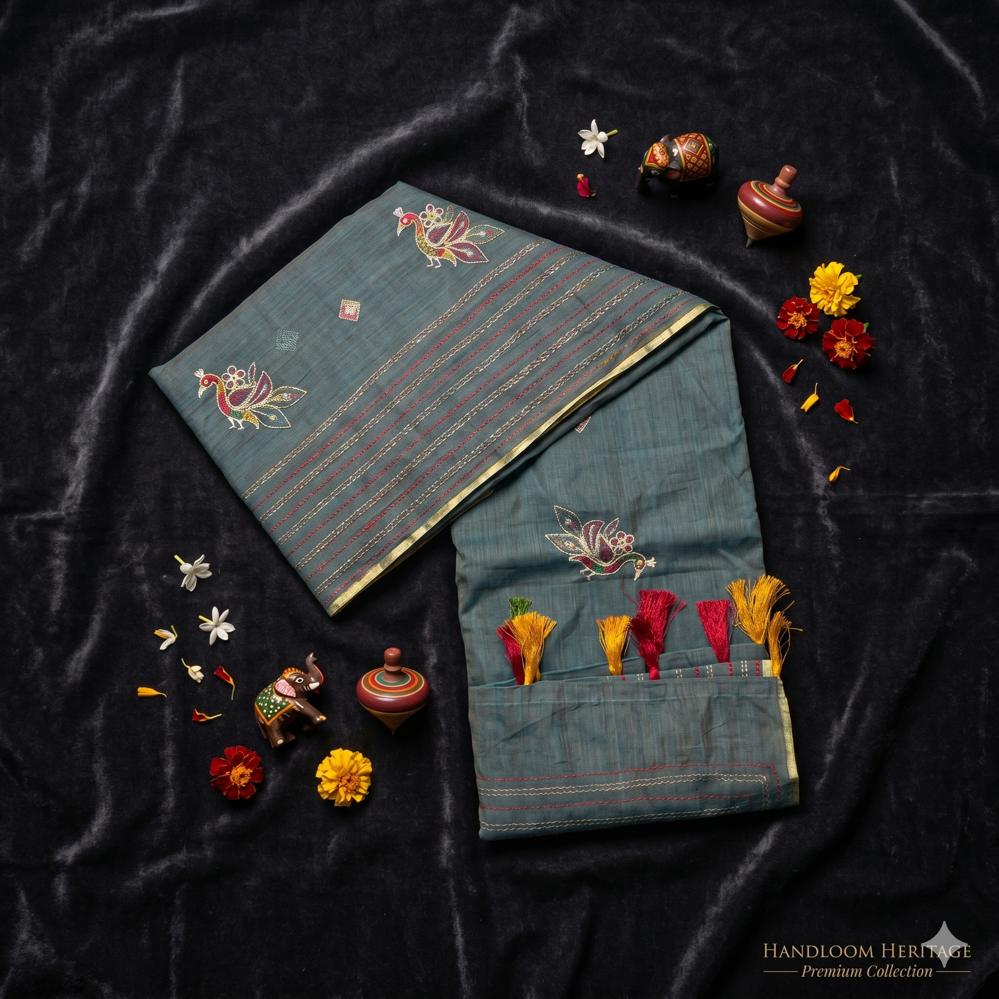 CHENDERI COTTON THREAD WORK SAREE - Image 2