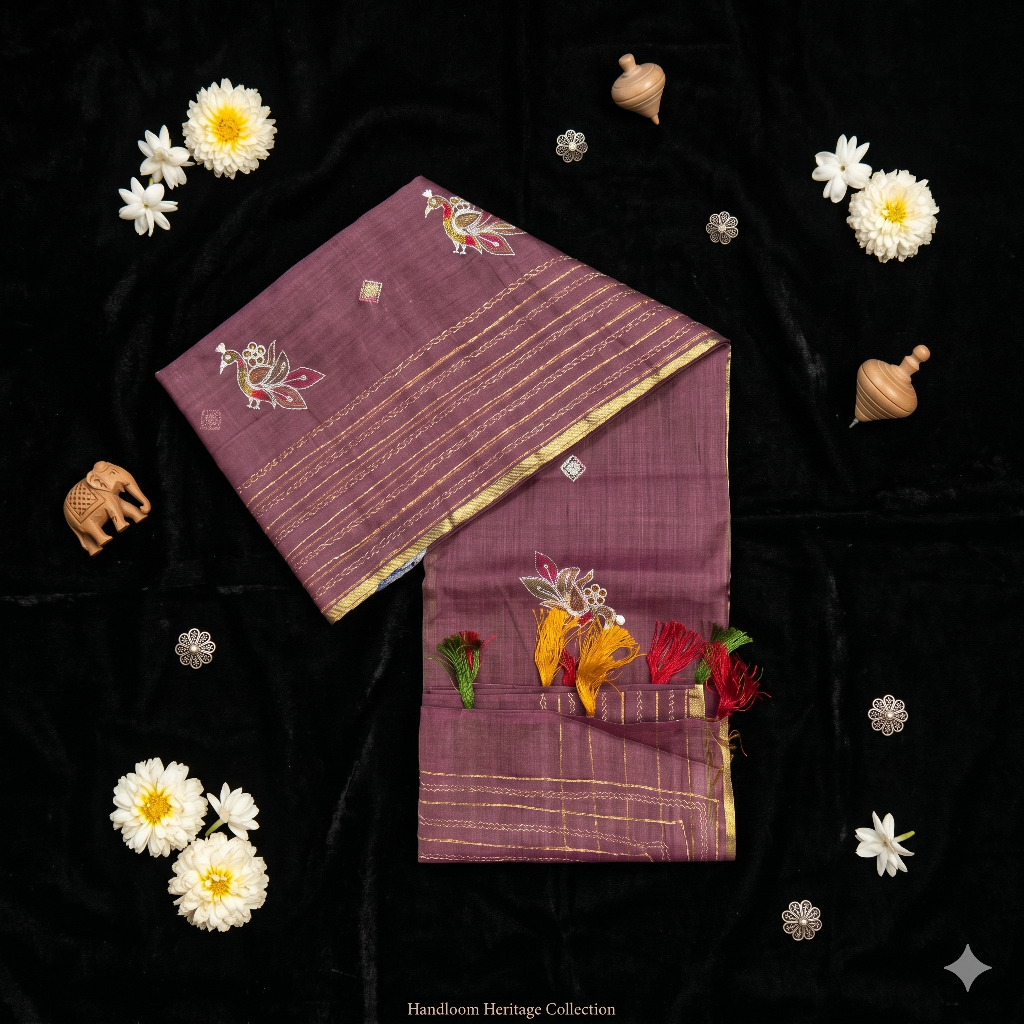 CHENDERI COTTON THREAD WORK SAREE - Image 3
