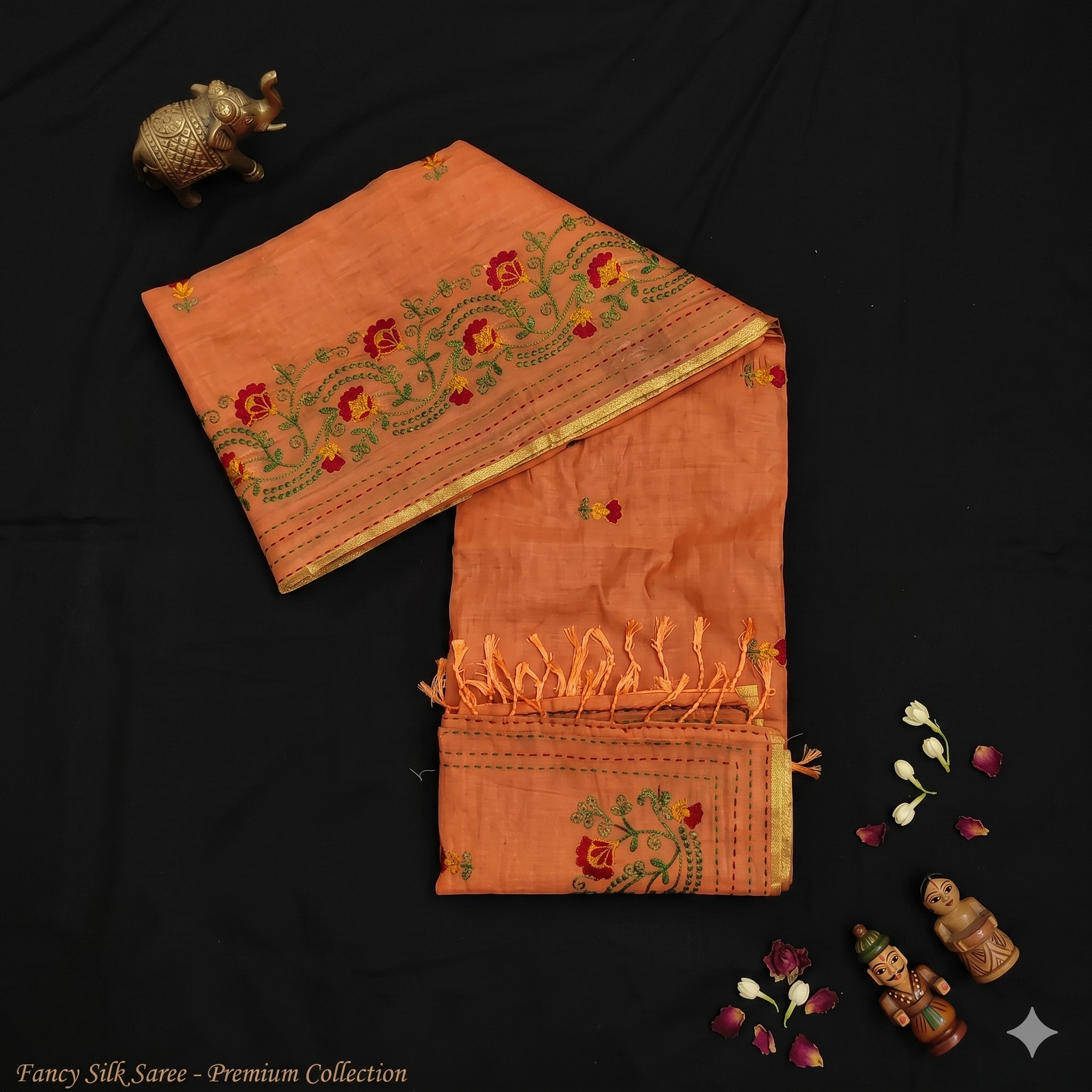 CHENDERI COTTON THREAD WORK SAREE - Image 4