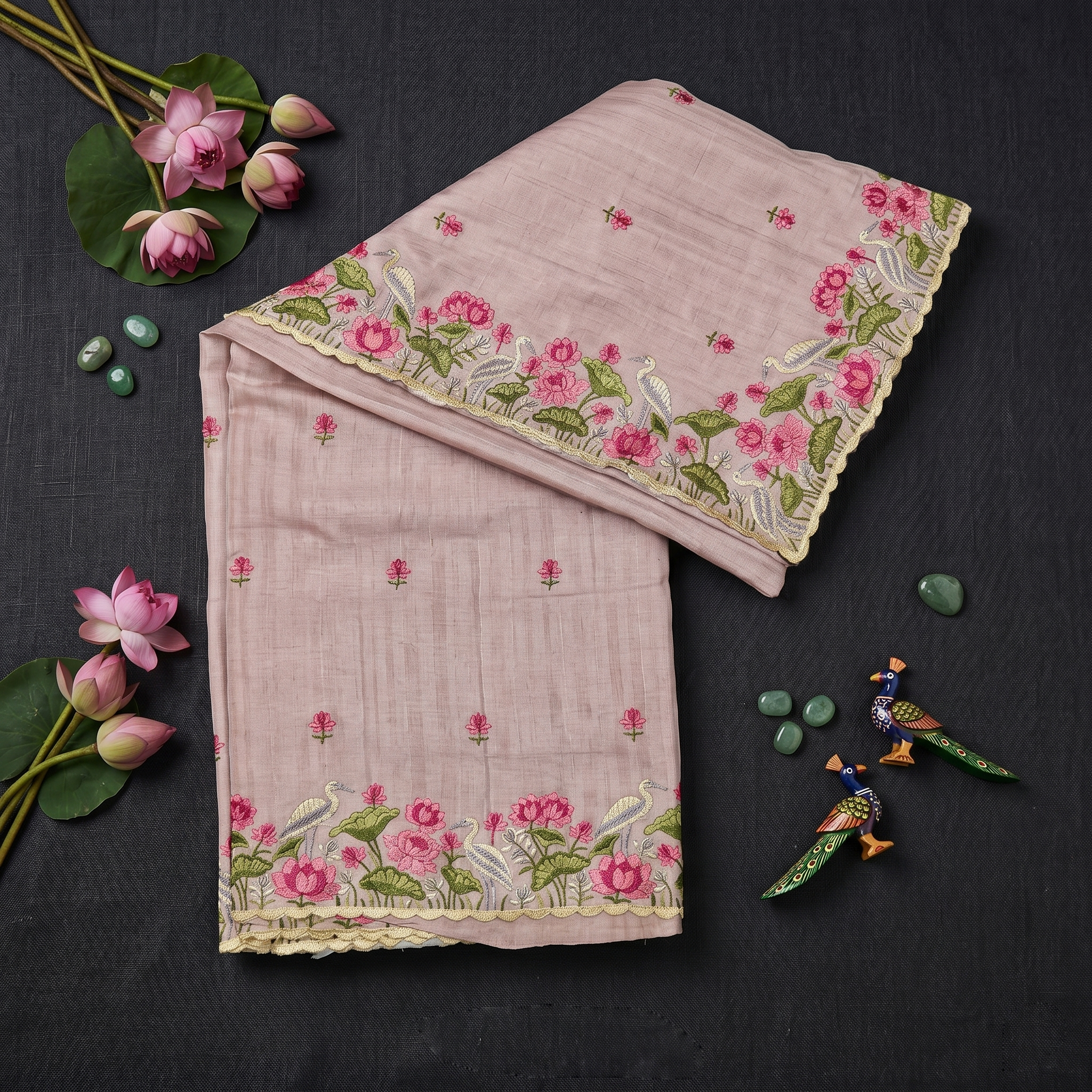 DOLA SILK THREAD WORK SAREE - Image 4
