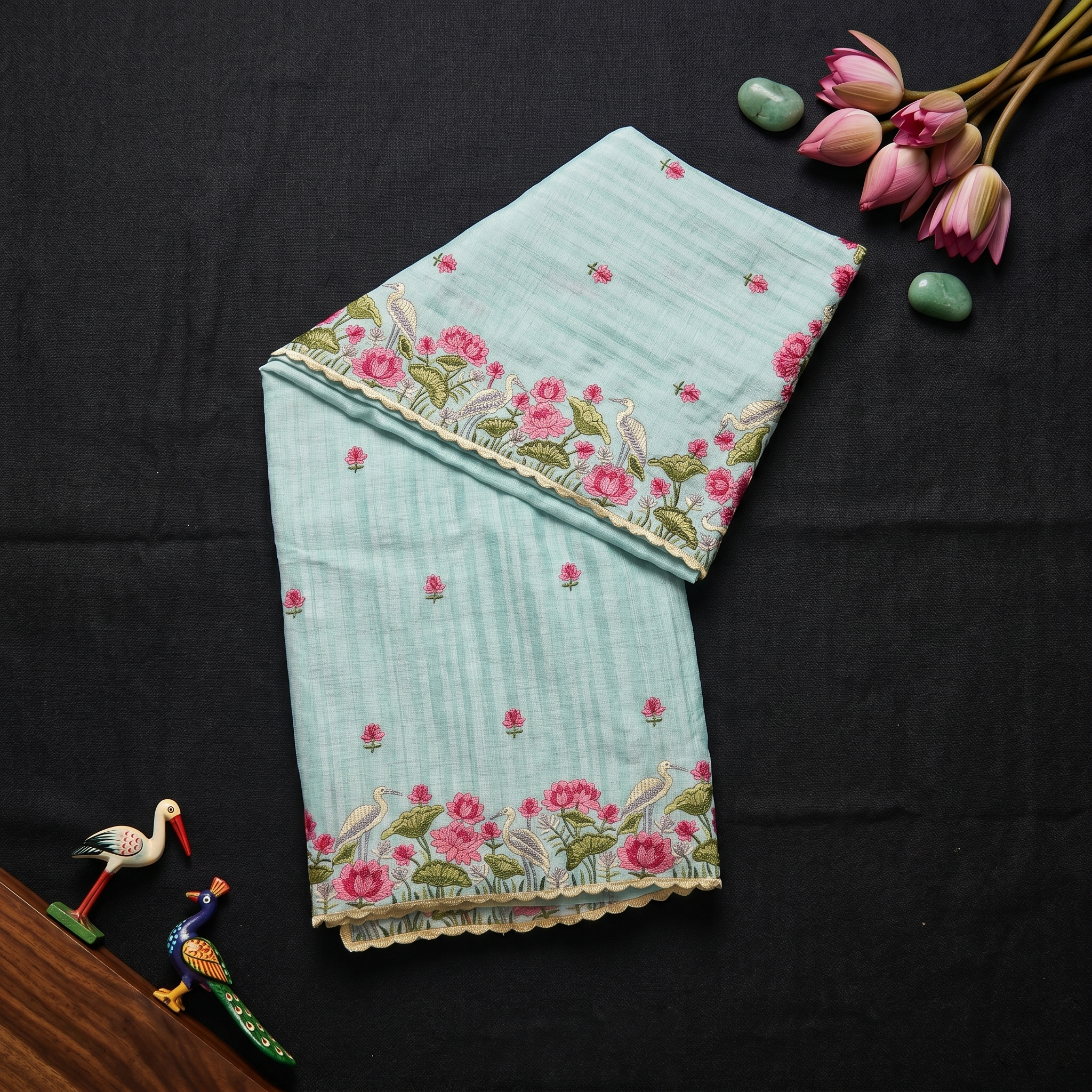 DOLA SILK THREAD WORK SAREE - Image 3
