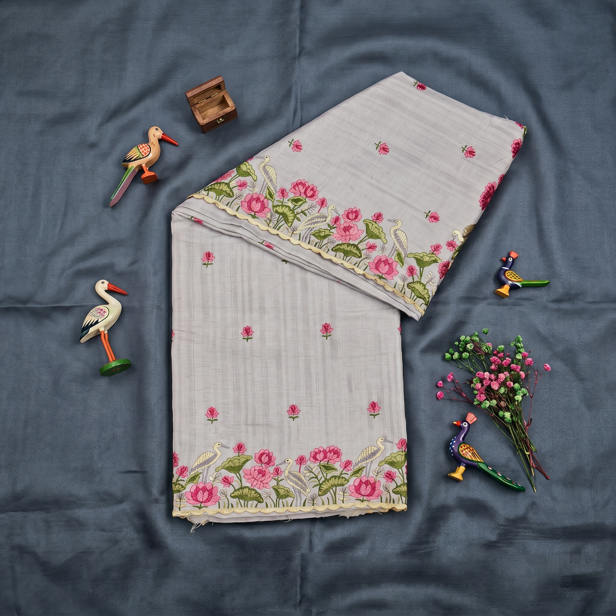 DOLA SILK THREAD WORK SAREE - Image 2